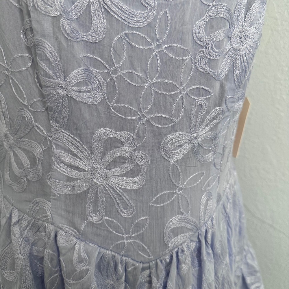 City Studio Lilac Embroidered Floral Mini Dress Tiered‎ Square Neck Size 11/12 - Picture 2 of 8